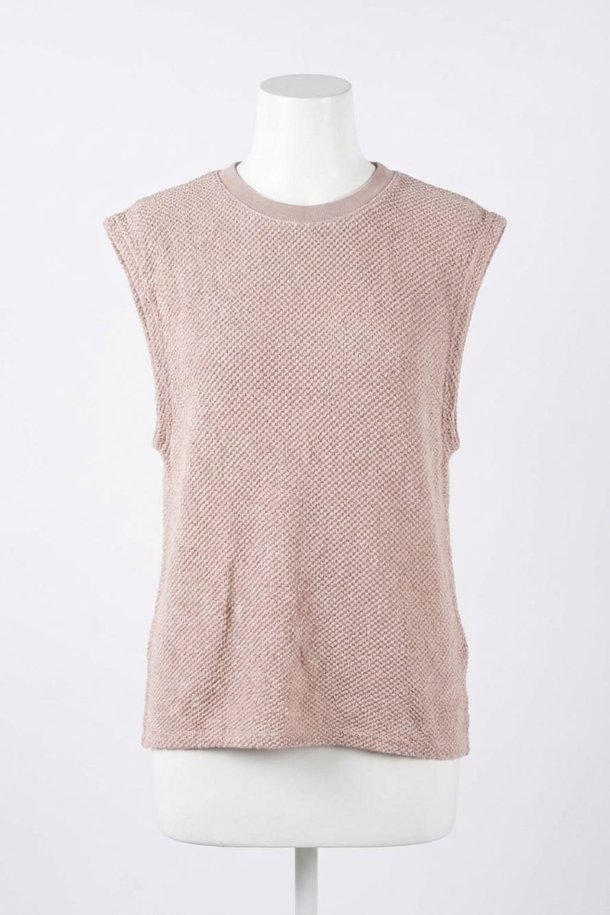 NEW BOBI raw edge sleeveless crewneck tee in earthy